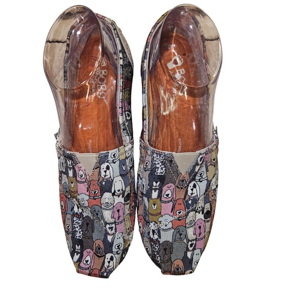 Skechers Shoes - BOBS from Skechers Womens 9W Dog Print Memory Foam Slip On Alpargata Flats Gray